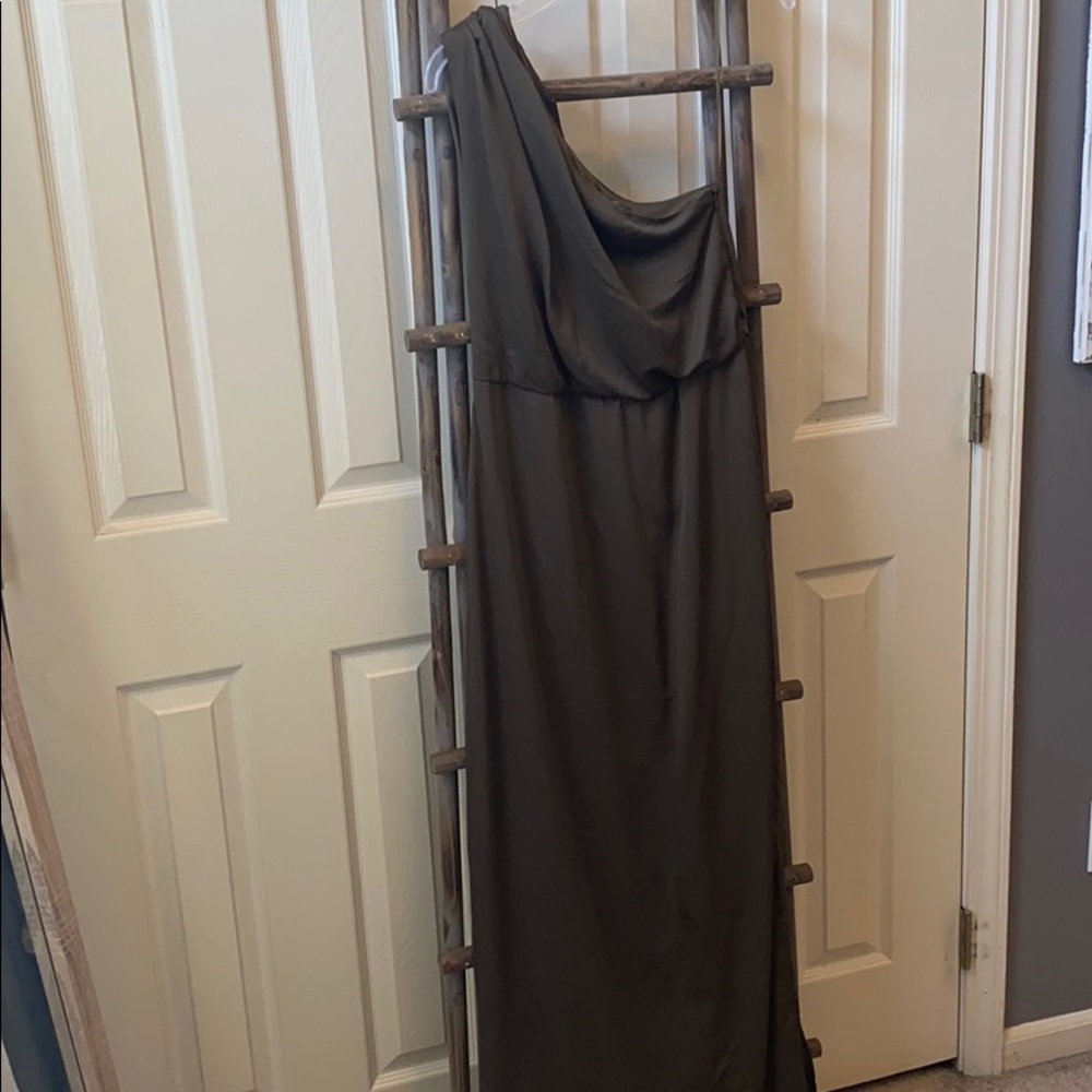 Army green one shoulder dress